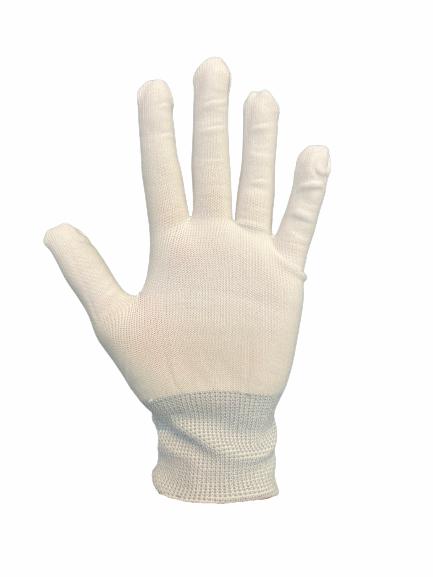 Handsker,ESD,Hvid,Knob Fit Str.L, grå manchet, m/dupper