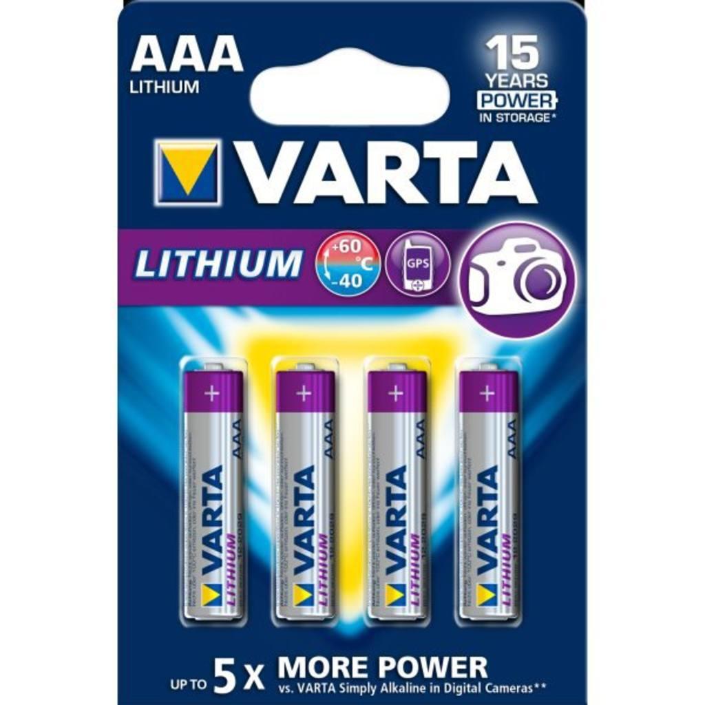 Varta batteri lithium AAA 1,5V; Ø10,5x44,5mm BL-4