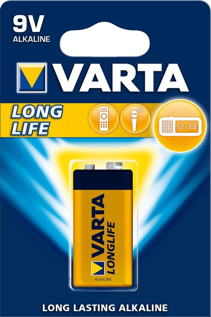 Varta batteri Longlife 6LR61 9V; 26,5x17,5x48,5mm 6LR61 - Alkaline