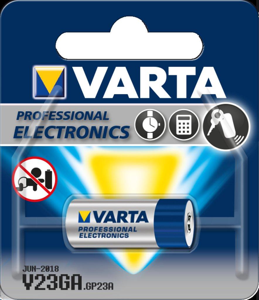 Varta batteri V23GA alkaline 12V; 38mAh; Ø10,3x28,5mm 8LR23